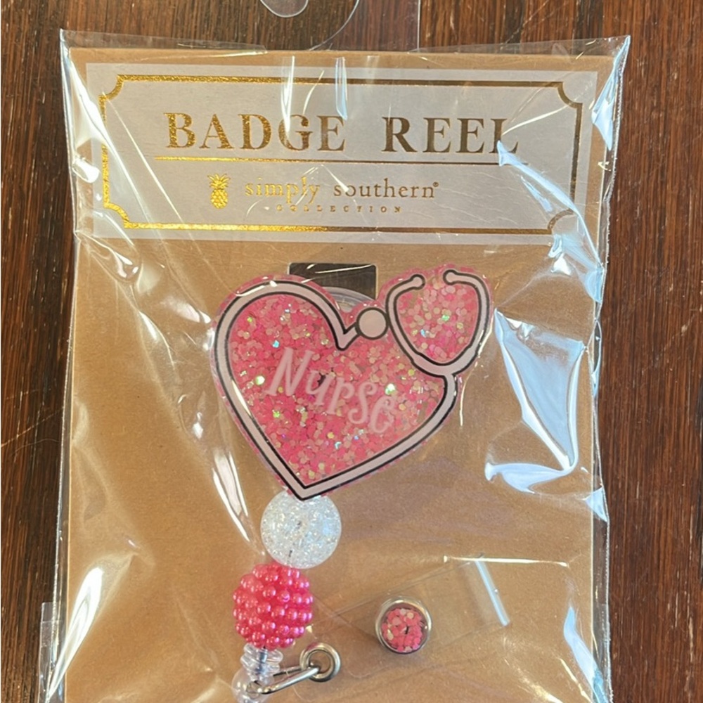 Simply Southern Pink Glitter Nurse Badge Reel